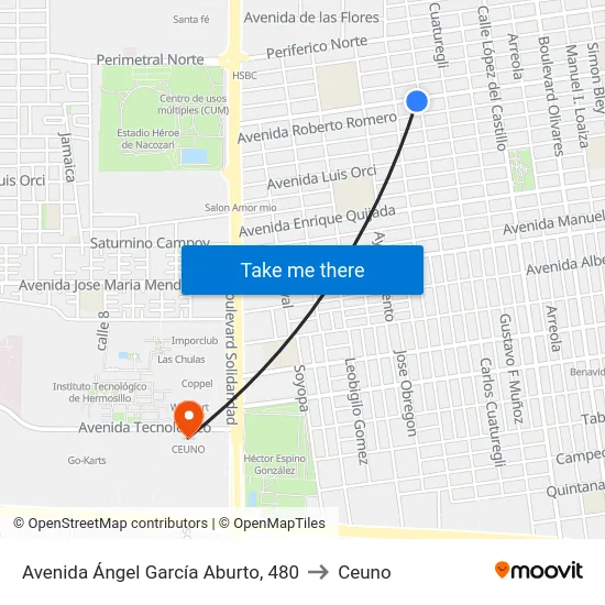 Avenida Ángel García Aburto, 480 to Ceuno map