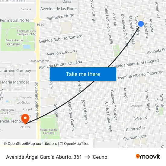 Avenida Ángel García Aburto, 361 to Ceuno map