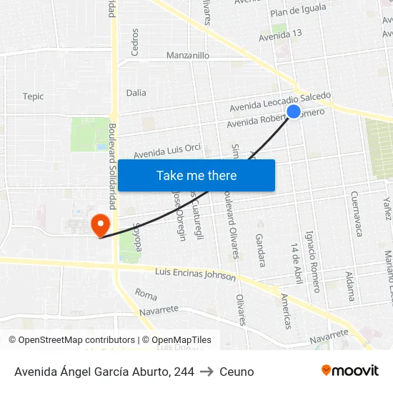 Avenida Ángel García Aburto, 244 to Ceuno map