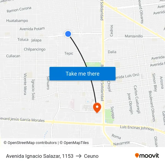 Avenida Ignacio Salazar, 1153 to Ceuno map