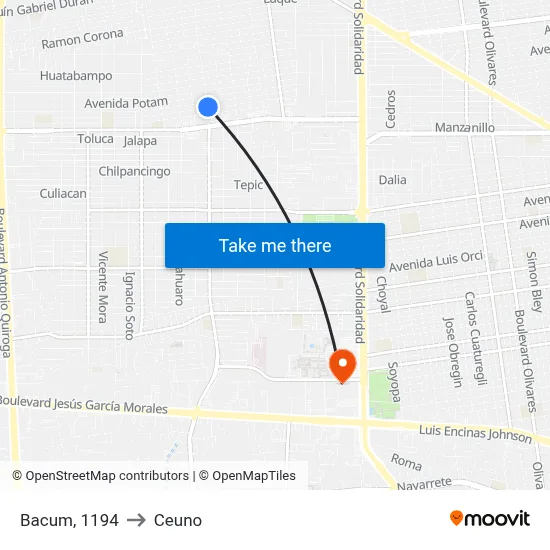 Bacum, 1194 to Ceuno map