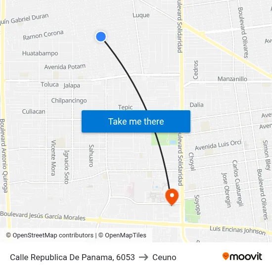 Calle Republica De Panama, 6053 to Ceuno map