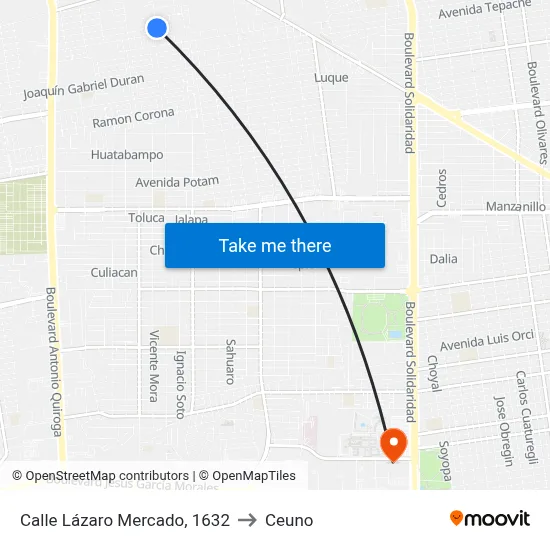 Calle Lázaro Mercado, 1632 to Ceuno map