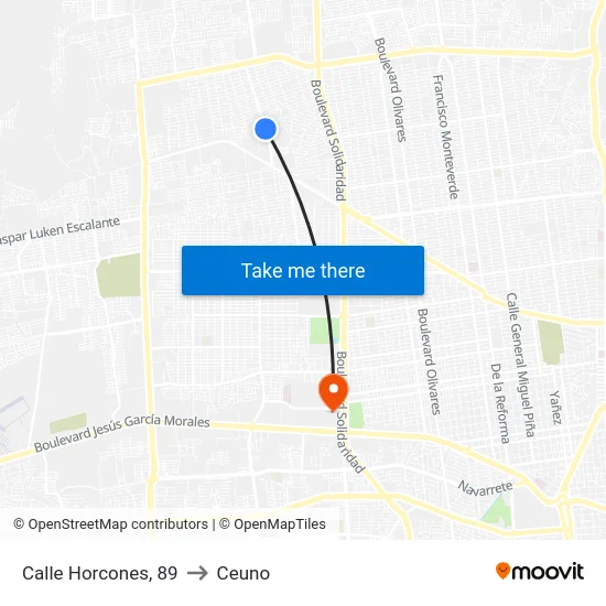 Calle Horcones, 89 to Ceuno map