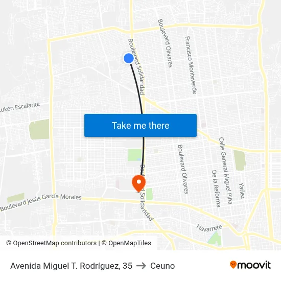 Avenida Miguel T. Rodríguez, 35 to Ceuno map