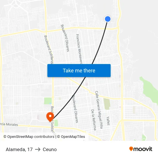 Alameda, 17 to Ceuno map
