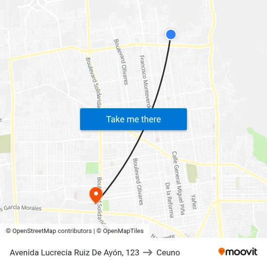 Avenida Lucrecia Ruiz De Ayón, 123 to Ceuno map