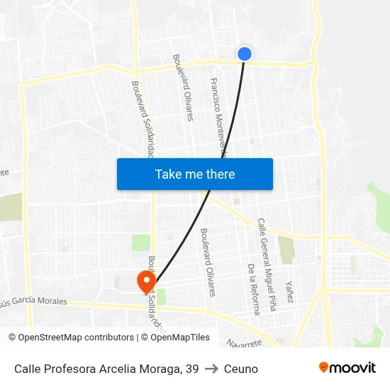 Calle Profesora Arcelia Moraga, 39 to Ceuno map