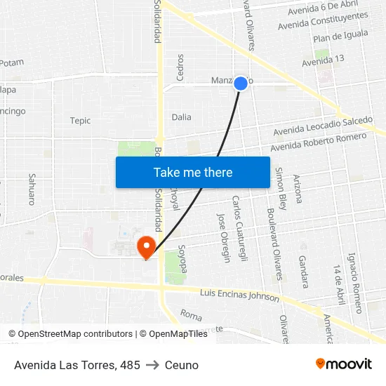 Avenida Las Torres, 485 to Ceuno map