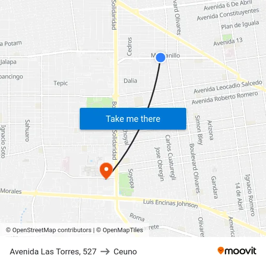 Avenida Las Torres, 527 to Ceuno map