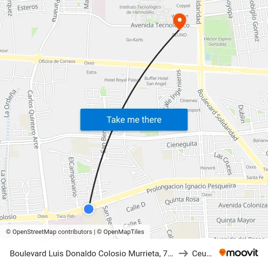 Boulevard Luis Donaldo Colosio Murrieta, 719 to Ceuno map
