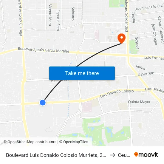 Boulevard Luis Donaldo Colosio Murrieta, 2840 to Ceuno map