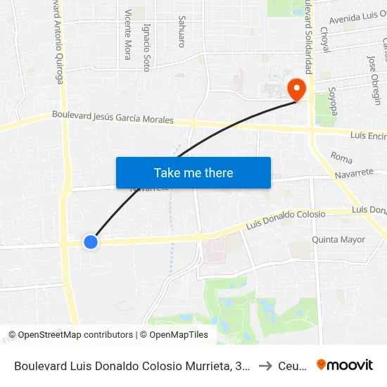 Boulevard Luis Donaldo Colosio Murrieta, 3036 to Ceuno map