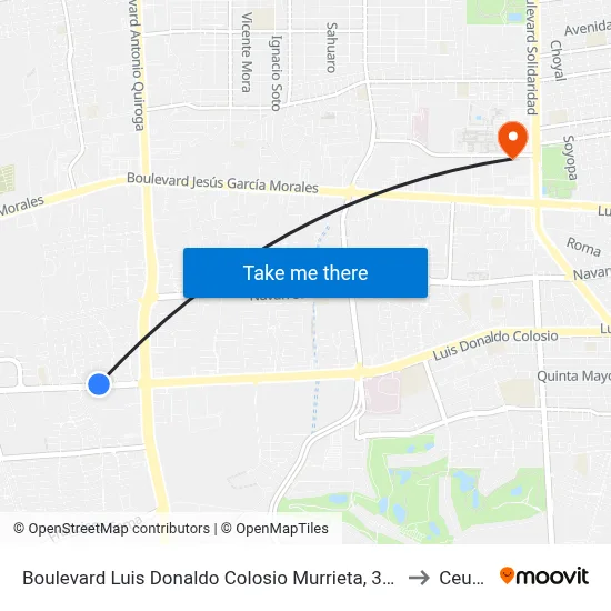 Boulevard Luis Donaldo Colosio Murrieta, 3449 to Ceuno map