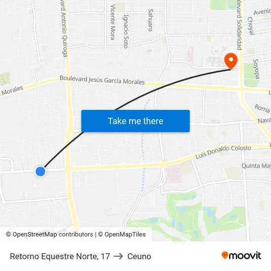 Retorno Equestre Norte, 17 to Ceuno map