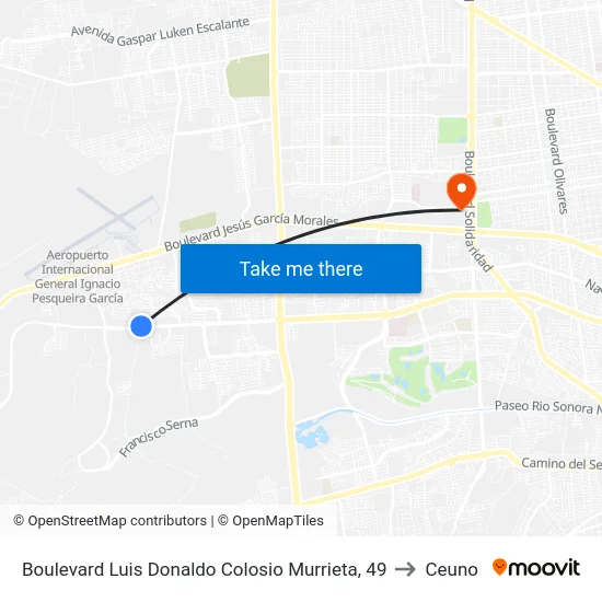 Boulevard Luis Donaldo Colosio Murrieta, 49 to Ceuno map