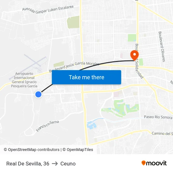 Real De Sevilla, 36 to Ceuno map