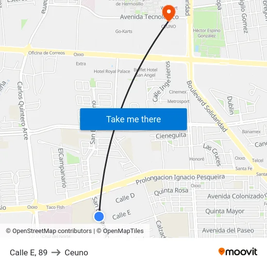 Calle E, 89 to Ceuno map