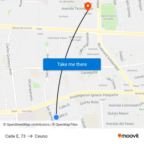 Calle E, 73 to Ceuno map