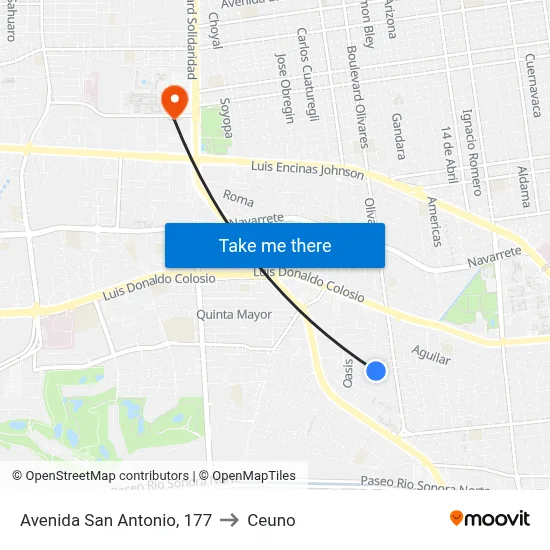 Avenida San Antonio, 177 to Ceuno map