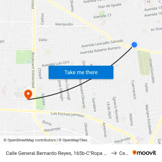 Calle General Bernardo Reyes, 165b-C"Ropa Y Detalles Gaby" to Ceuno map