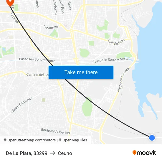 De La Plata, 83299 to Ceuno map