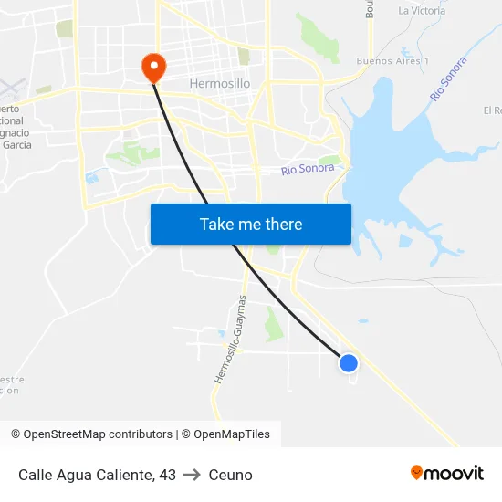 Calle Agua Caliente, 43 to Ceuno map
