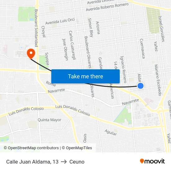 Calle Juan Aldama, 13 to Ceuno map