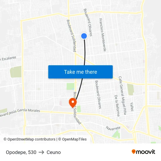 Opodepe, 530 to Ceuno map