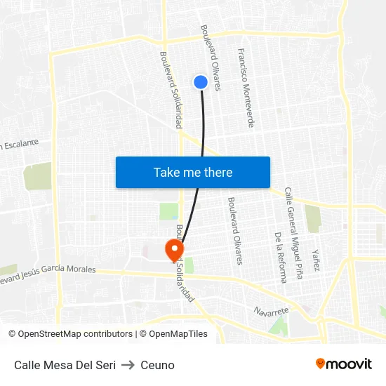 Calle Mesa Del Seri to Ceuno map