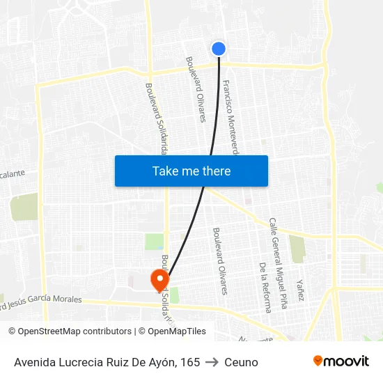 Avenida Lucrecia Ruiz De Ayón, 165 to Ceuno map