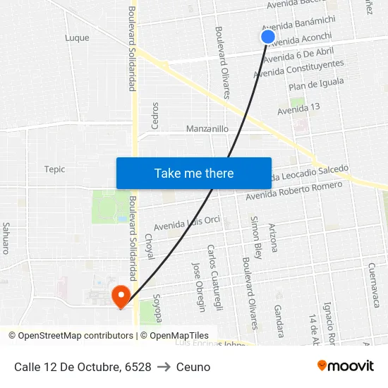Calle 12 De Octubre, 6528 to Ceuno map
