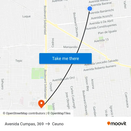 Avenida Cumpas, 369 to Ceuno map