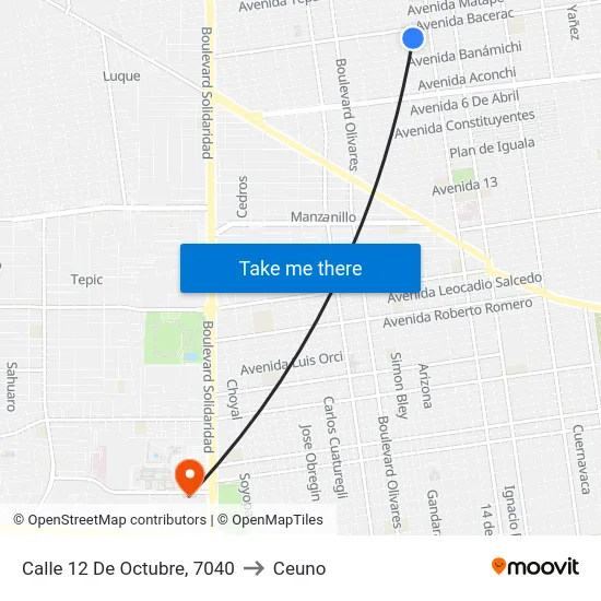 Calle 12 De Octubre, 7040 to Ceuno map