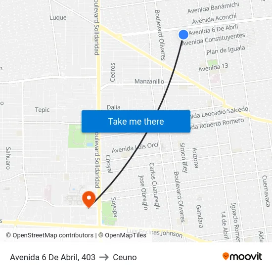 Avenida 6 De Abril, 403 to Ceuno map
