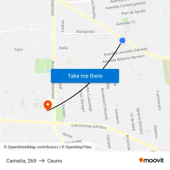 Camelia, 269 to Ceuno map