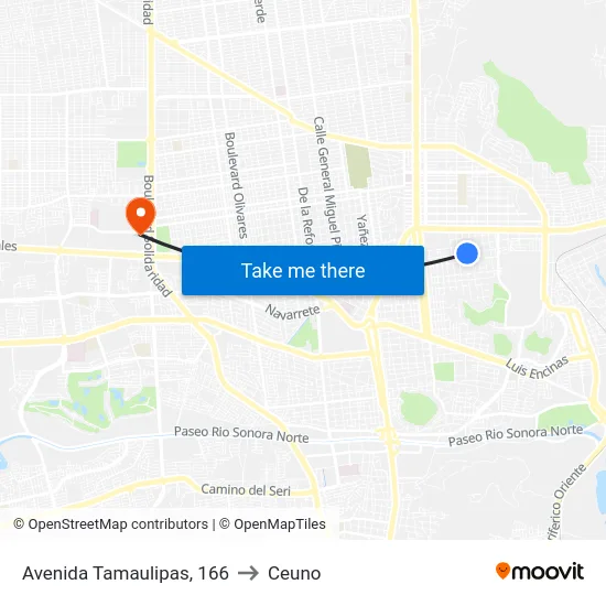 Avenida Tamaulipas, 166 to Ceuno map