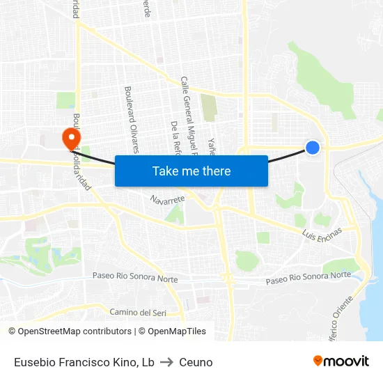 Eusebio Francisco Kino, Lb to Ceuno map