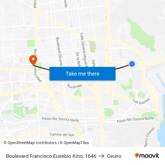 Boulevard Francisco Eusebio Kino, 1646 to Ceuno map