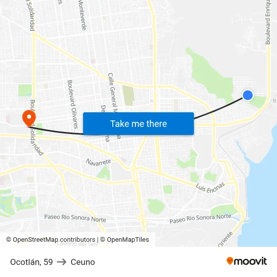 Ocotlán, 59 to Ceuno map