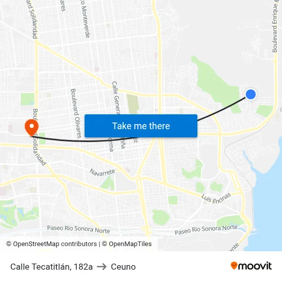 Calle Tecatitlán, 182a to Ceuno map