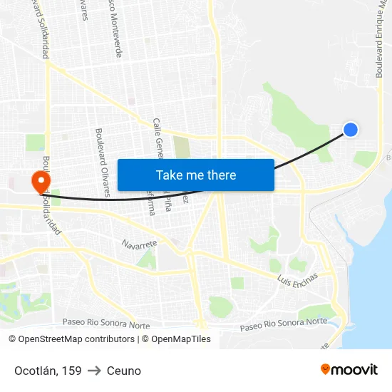 Ocotlán, 159 to Ceuno map