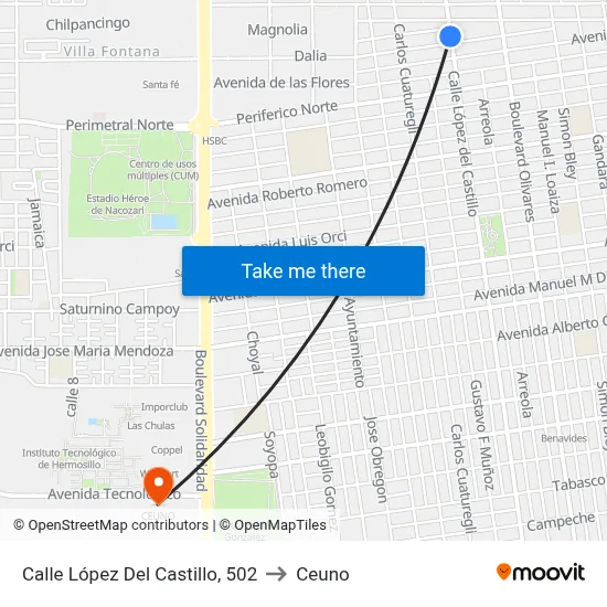 Calle López Del Castillo, 502 to Ceuno map