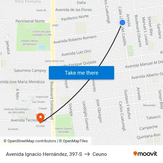 Avenida Ignacio Hernández, 397-S to Ceuno map