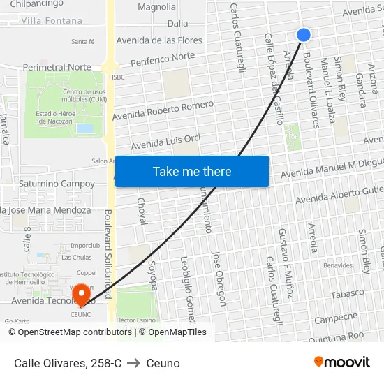 Calle Olivares, 258-C to Ceuno map