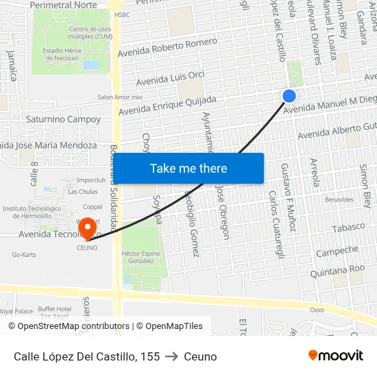 Calle López Del Castillo, 155 to Ceuno map