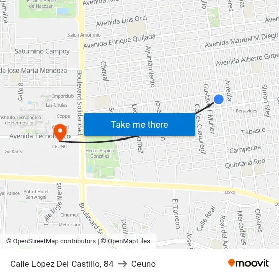 Calle López Del Castillo, 84 to Ceuno map