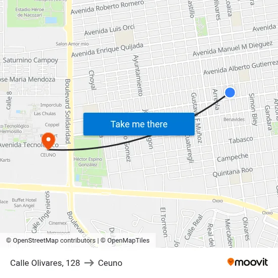 Calle Olivares, 128 to Ceuno map