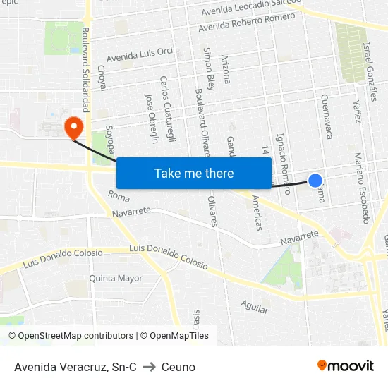 Avenida Veracruz, Sn-C to Ceuno map
