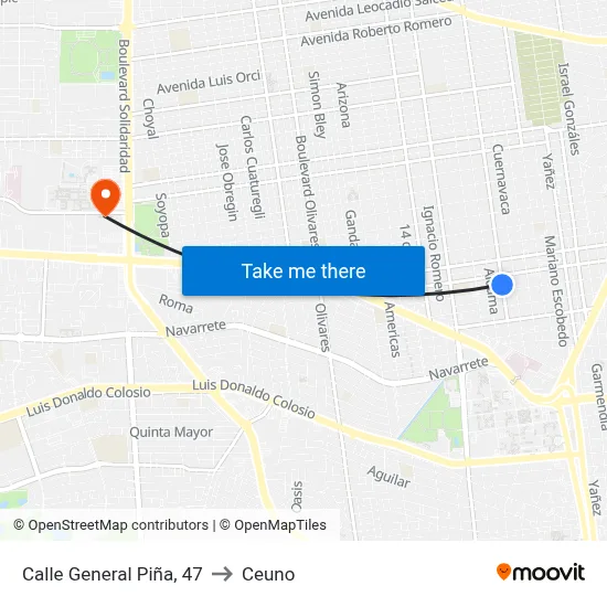 Calle General Piña, 47 to Ceuno map